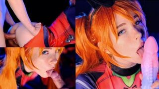 The hot slut Asuka Langley gets her pussy filled with cum
