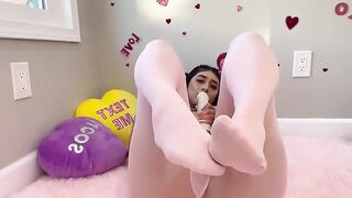 Violet Myers, the real-life hentai girl, indulges in sensual self-pleasure on Valentine's Day
