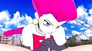 Jessie from Team Rocket fucks with a man in this hot anime scene