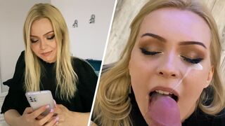A beautiful neighbor came to visit and received an intense oral experience