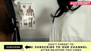 Two petite teens get their tight pussies smashed by horny doctor in intense threesome