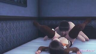 Mikasa gets her pussy eaten and stuffed with cock in this hentai