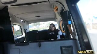 Fake taxi ride with Sabien Demonia in fishnets turns rough