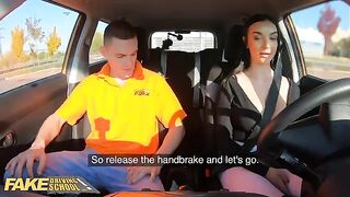 Pervert driving school teacher cheats with stunning student