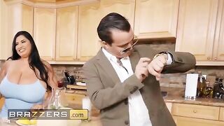 Two horny hussies share a huge double-ended dildo with each other