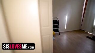 A hot step sister puts on a naughty show for her online fans