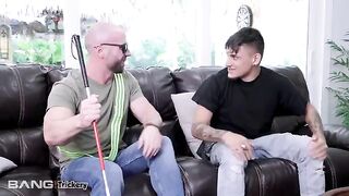 The pretty girl was deceived by a blind man and fucked hard