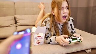 The guy finished on Lovense, then fucked Kisankanna in the mouth
