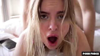 College teen Miradavid gets her brains cummed by a hard dick in this hot video