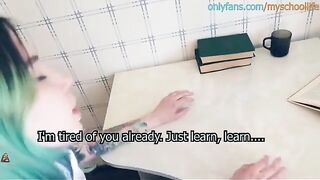 The teacher fucked the schoolgirl in the ass, she said "fuck you"