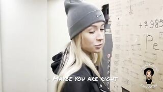A sexy blonde gets her husband to watch as she sucks a huge dick