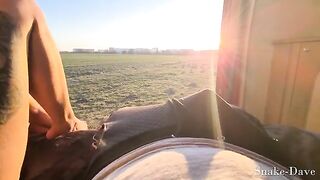Couple fucked outdoors in their camper with the door open