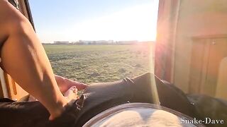Couple fucked outdoors in their camper with the door open