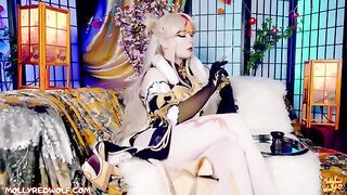 Ning Guang. Restoring the Jade Palace. 4K - MollyRedWolf. A captivating Genshin Impact cosplay scene
