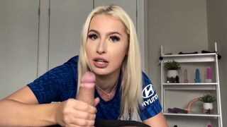 A girl in a doggy style after winning the trophy, and she’s petite