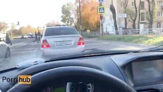 A MILF nymfoman gets fucked by a young taxi driver's dick on adrenalin