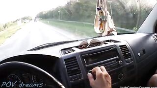 Horny hitchhiker Little Caprice gets fucked on the car’s back seat