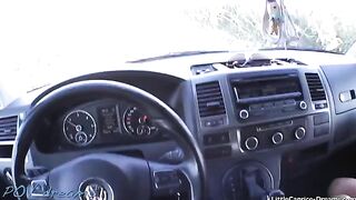 Horny hitchhiker Little Caprice gets fucked on the car’s back seat