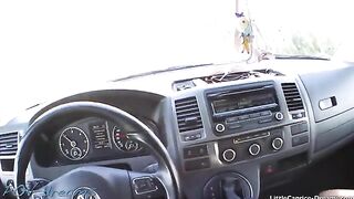 Horny hitchhiker Little Caprice gets fucked on the car’s back seat