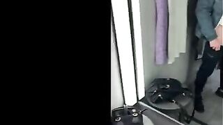 I did a big squirt in the fitting room, walking around with cum on my face