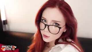 A slutty secretary gets fucked hard by her boss in POV style