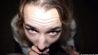 Petite cutie Mona Blue gets her throat full of sticky cum