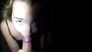 Petite cutie Mona Blue gets her throat full of sticky cum