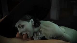 Lady Dimitrescu sucking with evil and animated style