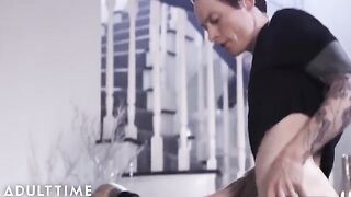 Owen Gray blew his load into Charlotte Sartre's freshly gapped asshole in a full scene