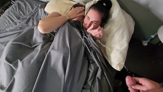 I pissed on two girls sleeping in bed, then they wet their panties and kissed