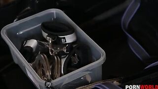 Two hot busty girls Ania Kinski and Anissa Kate are getting fucked by two guys in a hardcore scene