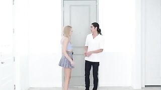 Skinny blonde Madison Summers fucked in the kitchen passionately