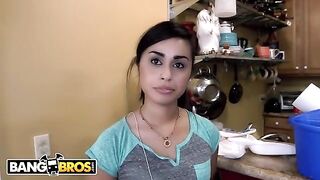 Horny housekeeper Eva Saldana gets her tight pussy railed hard