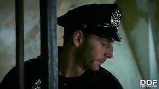 Hot FFM threesome with Rosella Visconti and Kathia Nobili in a police station setting