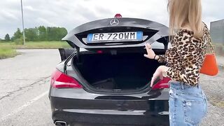 The girl buys a used car and fucks the Italian salesman