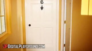 Scarlet Red & Clover Get Hammered While Neighbor Masturbates
