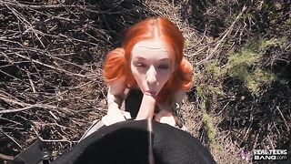 Ginger teen Madi Collins getting banged hard outdoors
