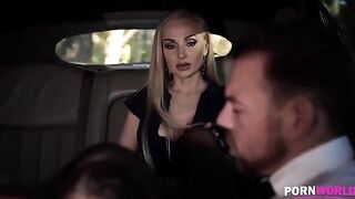 The driver got fucked by two busty bombshells in a steamy scene