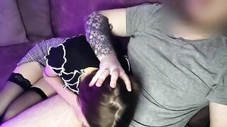 A girl got on her knees and sucked the guy’s cock, showcasing Sunako’s signature deep sucking skills