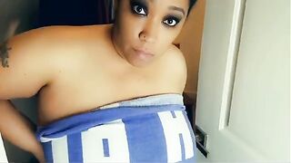 Thick ebony stepmom gets cornered and fucked in the closet