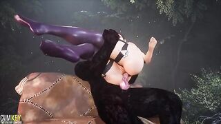 Busty girl breeds with a werewolf in a wild 3D encounter