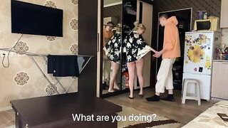 The young guy seduced a naked MILF who did not wear panties