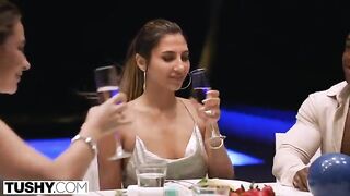 Two sexy girls shared a cock in an intense FFM threesome