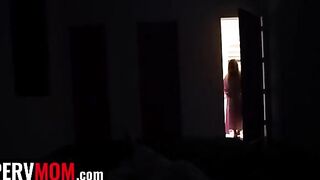 Lucky dude slides his dick between stepmom's huge natural boobs