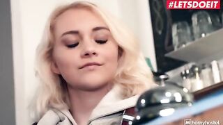 Horny thief fucked petite teen Marilyn Sugar in the bedroom of a hostel