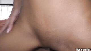 Black Asian teen Lia Lin showcases her sexy slim waist and round ass in this hot video