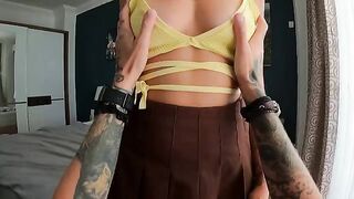 An appetizing girl skillfully sucks cock and swallows cum, even in the pussy