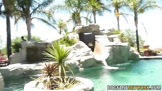 Petite brunette Aliya Brynn gets her pussy filled by 21 BBCs in a massive interracial blowbang