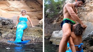A lucky guy got his dick sucked by a mermaid right on the sea