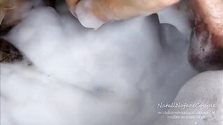Horny blondie gives me a blowjob in the bath and fucks me quickly